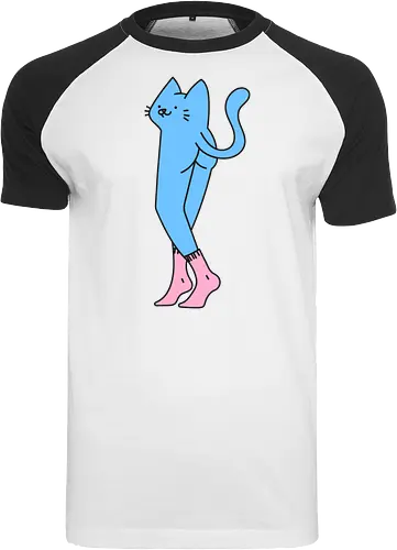 Verrückte blaue Katze mit langen Beinen