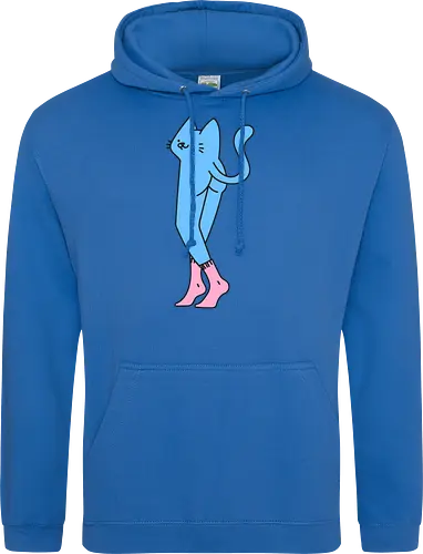 Verrückte blaue Katze mit langen Beinen