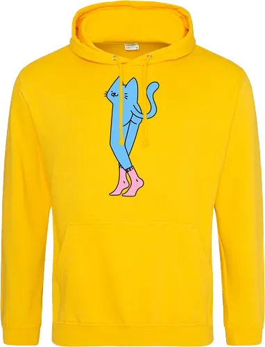 Verrückte blaue Katze mit langen Beinen