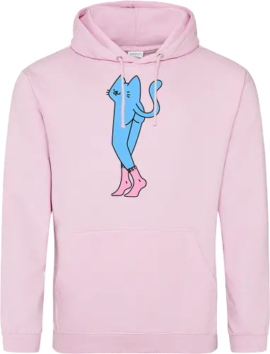 Verrückte blaue Katze mit langen Beinen