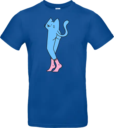 Verrückte blaue Katze mit langen Beinen