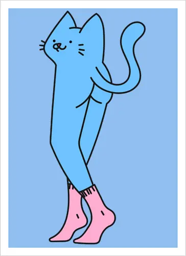 Verrückte blaue Katze mit langen Beinen