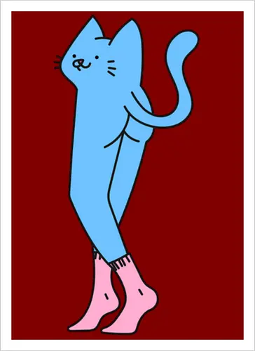 Verrückte blaue Katze mit langen Beinen