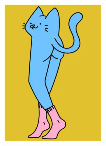 Verrückte blaue Katze mit langen Beinen