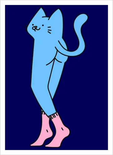 Verrückte blaue Katze mit langen Beinen