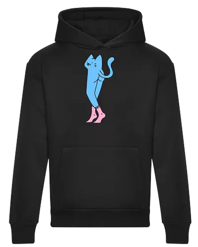 Verrückte blaue Katze mit langen Beinen