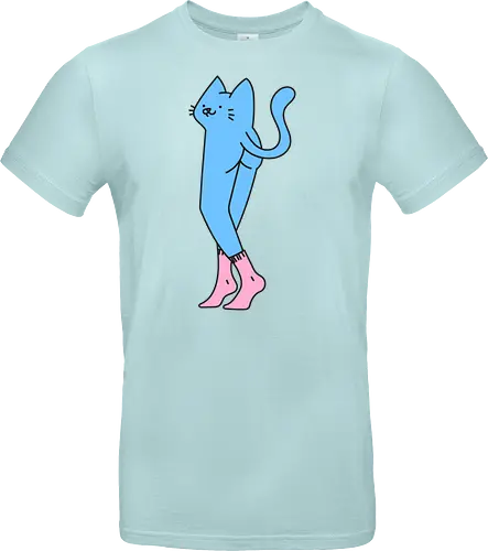 Verrückte blaue Katze mit langen Beinen