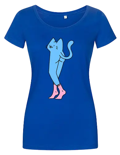 Verrückte blaue Katze mit langen Beinen