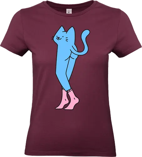 Verrückte blaue Katze mit langen Beinen - Niedliche Katzen, Beine, Lang, Zzzz, Katze, Blau, Kätzchen, Schlafen, Rosa, Niedlich, Bitte nicht stören, Groß, Grau, Flauschig, Socken - Standard T-Shirt (Frauen)
