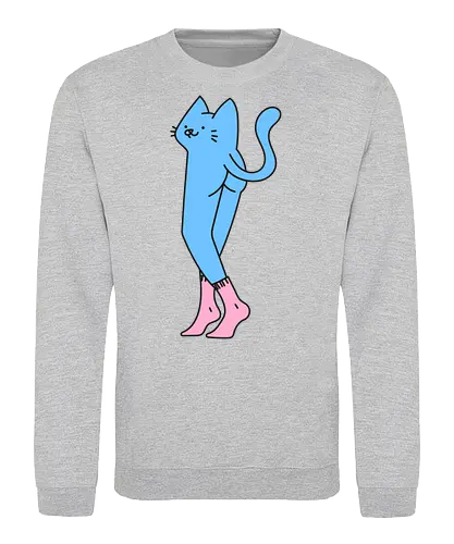 Verrückte blaue Katze mit langen Beinen - Niedliche Katzen, Beine, Lang, Zzzz, Katze, Blau, Kätzchen, Schlafen, Rosa, Niedlich, Bitte nicht stören, Groß, Grau, Flauschig, Socken - Sweatshirt
