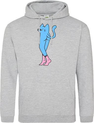 Verrückte blaue Katze mit langen Beinen