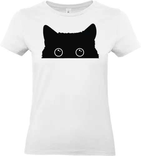 Katzenansicht - Jagen, Hassen, Katze, Schwarz, Tier, Kätzchen, Niedlich, Verstecken, Kitten, Augen, Brennen, Füttern, Ansicht, Töten, Leidenschaftlich, Leidenschaft, Beute - Standard T-Shirt (Frauen)