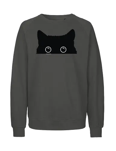 Katzenansicht - Jagen, Hassen, Katze, Schwarz, Tier, Kätzchen, Niedlich, Verstecken, Kitten, Augen, Brennen, Füttern, Ansicht, Töten, Leidenschaftlich, Leidenschaft, Beute - Fairtrade Sweatshirt