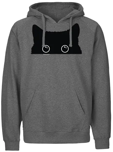 Katzenansicht - Jagen, Hassen, Katze, Schwarz, Tier, Kätzchen, Niedlich, Verstecken, Kitten, Augen, Brennen, Füttern, Ansicht, Töten, Leidenschaftlich, Leidenschaft, Beute - Fairtrade Hoodie