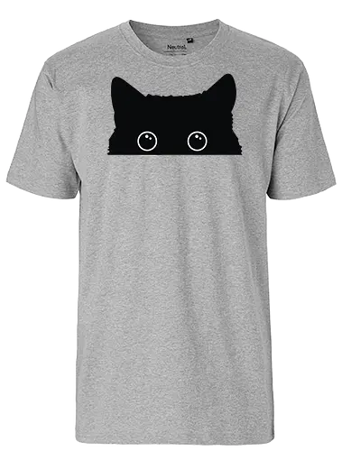 Katzenansicht - Jagen, Hassen, Katze, Schwarz, Tier, Kätzchen, Niedlich, Verstecken, Kitten, Augen, Brennen, Füttern, Ansicht, Töten, Leidenschaftlich, Leidenschaft, Beute - Fairtrade T-Shirt
