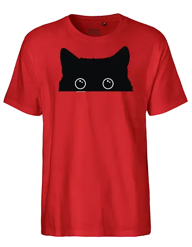 Katzenansicht - Jagen, Hassen, Katze, Schwarz, Tier, Kätzchen, Niedlich, Verstecken, Kitten, Augen, Brennen, Füttern, Ansicht, Töten, Leidenschaftlich, Leidenschaft, Beute - Fairtrade T-Shirt