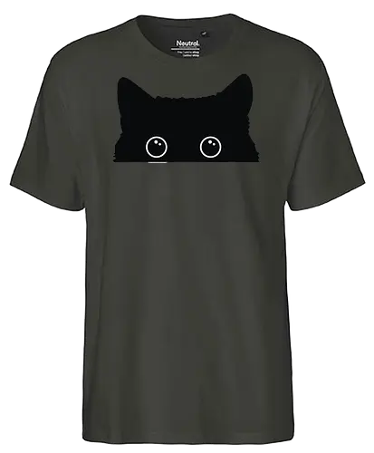 Katzenansicht - Jagen, Hassen, Katze, Schwarz, Tier, Kätzchen, Niedlich, Verstecken, Kitten, Augen, Brennen, Füttern, Ansicht, Töten, Leidenschaftlich, Leidenschaft, Beute - Fairtrade T-Shirt