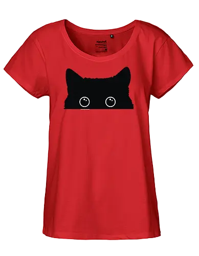 Katzenansicht - Jagen, Hassen, Katze, Schwarz, Tier, Kätzchen, Niedlich, Verstecken, Kitten, Augen, Brennen, Füttern, Ansicht, Töten, Leidenschaftlich, Leidenschaft, Beute - Fairtrade Girl Shirt