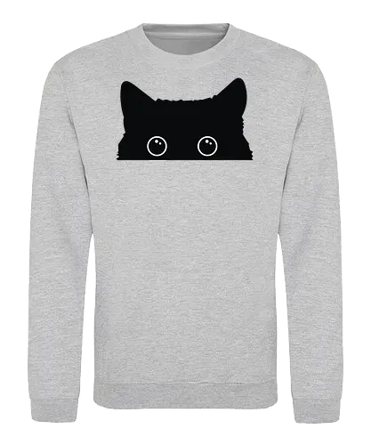 Katzenansicht - Jagen, Hassen, Katze, Schwarz, Tier, Kätzchen, Niedlich, Verstecken, Kitten, Augen, Brennen, Füttern, Ansicht, Töten, Leidenschaftlich, Leidenschaft, Beute - Sweatshirt