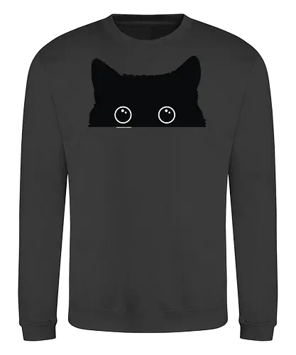 Katzenansicht - Jagen, Hassen, Katze, Schwarz, Tier, Kätzchen, Niedlich, Verstecken, Kitten, Augen, Brennen, Füttern, Ansicht, Töten, Leidenschaftlich, Leidenschaft, Beute - Sweatshirt