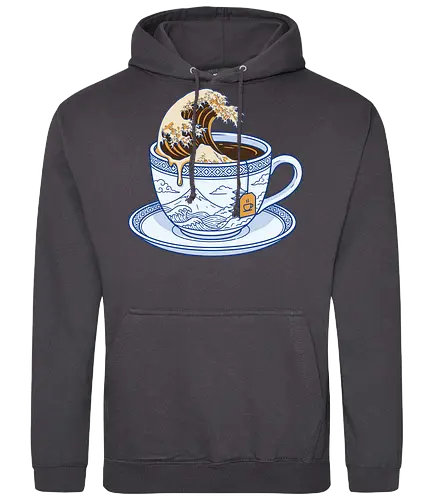 The Great Wave of Tea - great wave tea shirt, hokusai teacup t-shirt, japanese aesthetic apparel, kanagawa wave graphic tee, ukiyo-e art clothing, tea lover gift shirt, mountain fuji teacup design, blue and white porcelain art, traditional japanese wave top, minimalist zen t-shirt, oriental art streetwear, wave in a cup graphic, aesthetic tea drinking shirt, japanese culture fan merch, ukiyo-e wave illustration, serene ocean art tee, tea addict clothing, japanese landscape graphic, vintage asian art style shirt - Standard Hoodie