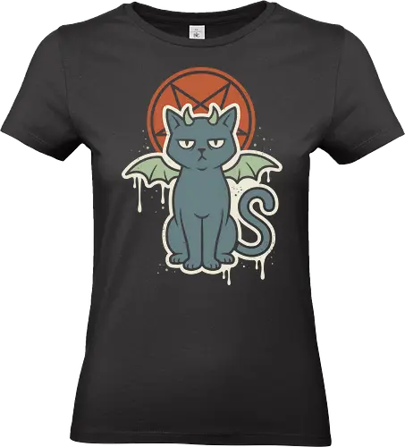 Demon Cat - demon cat shirt, bat wing cat t-shirt, occult feline graphic tee, pastel goth apparel, kawaii demon cat clothing, retro mystical pet shirt, pentagram cat design, spooky cat streetwear, alternative fashion top, horned cat graphic, edgy cute t-shirt, supernatural feline merch, witchy aesthetic clothing, aesthetic cat fan gift, grey cat with wings, gothic animal t-shirt, dark aesthetic streetwear, minimalist occult art, soft goth cat apparel - Standard T-Shirt (Frauen)