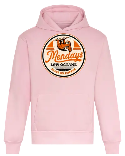 Mondays Low Octane - caffeine addict, coffee, mood, badge, burnout, caffeine, cup of coffee, funny, i love coffee, low energy, monday, nostalgia, retro, sloth, vintage - Heavyweight Hoodie
