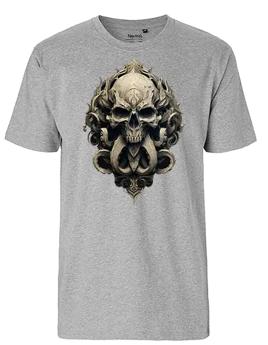 dark warlock - warlock, Pen and Paper, dungeons, d20 dice, dark mage, dragons, dungeon master, wizard, raveloft, dark skull, cthulhu, necromancer - Fairtrade T-Shirt