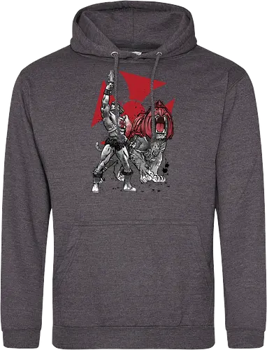 Prince Adam and battle cat sumi e