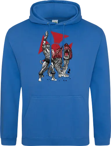 Prince Adam and battle cat sumi e