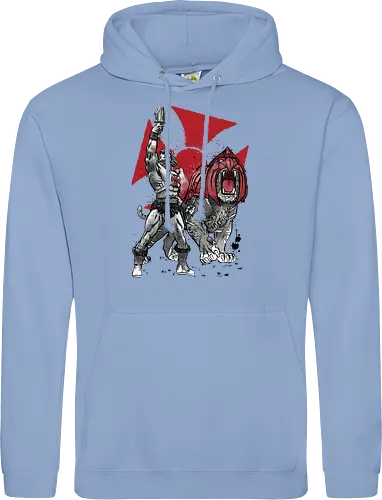 Prince Adam and battle cat sumi e