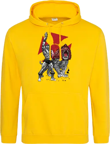 Prince Adam and battle cat sumi e