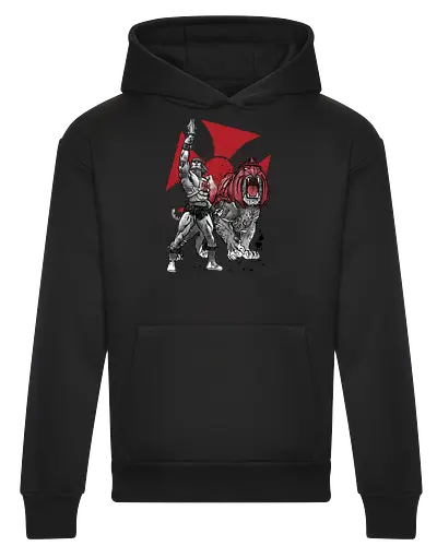 Prince Adam and battle cat sumi e