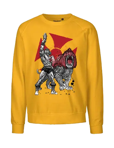Prince Adam and battle cat sumi e - masters of the universe, he man, skeletor, castle of Grayskull, retro, vintage, animation movies, 80s, 90s - Fairtrade Sweatshirt