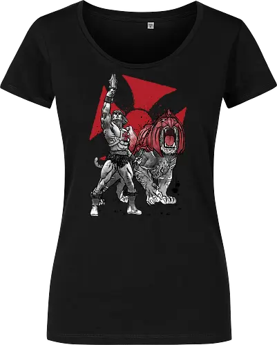 Prince Adam and battle cat sumi e