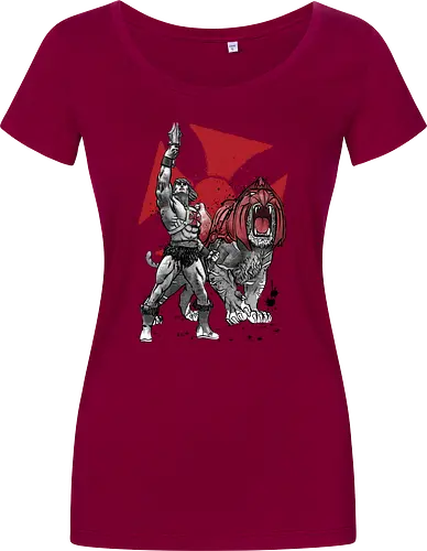 Prince Adam and battle cat sumi e