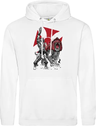 Prince Adam and battle cat sumi e