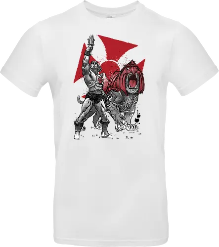 Prince Adam and battle cat sumi e