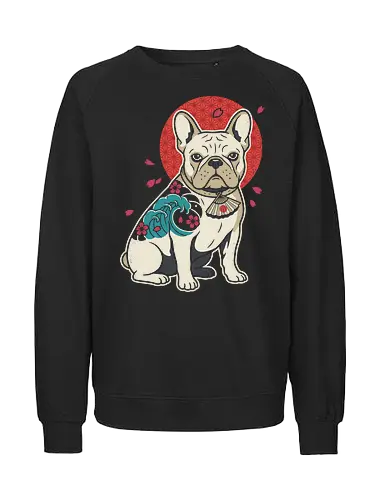 Frenchie Irezumi - fierce french bulldog apparel, japanese folklore dog streetwear, frenchie irezumi shirt, japanese tattoo french bulldog t-shirt, wave tattoo dog apparel, sakura cherry blossom frenchie tee, rising sun dog design, vintage japanese woodblock style top, french bulldog lover gift, traditional japanese tattoo art clothing, oriental dog streetwear, irezumi waves graphic shirt, cute frenchie tattoo design, japanese aesthetic pet merch, french bulldog in tattoos top, ukiyo-e style dog apparel, asian art dog shirt, frenchie owner gift, classic irezumi dog design - Fairtrade Sweatshirt