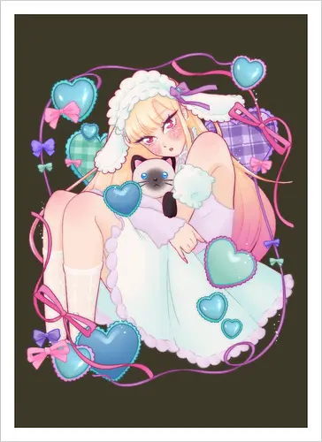 Kawaii Kaiwai - kawaii, anime, bisque doll, pastel - Kunstdruck