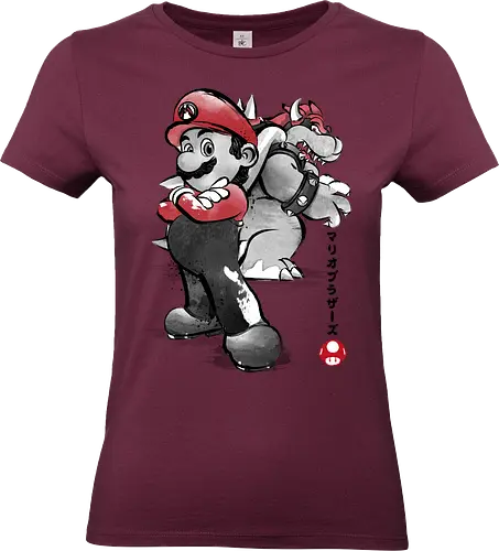 The Plumber vs King  - retro, cute, japanese art, mario bros, video games, gamer, gaming, pink, painting - Standard T-Shirt (Frauen)