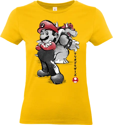 The Plumber vs King  - retro, cute, japanese art, mario bros, video games, gamer, gaming, pink, painting - Standard T-Shirt (Frauen)