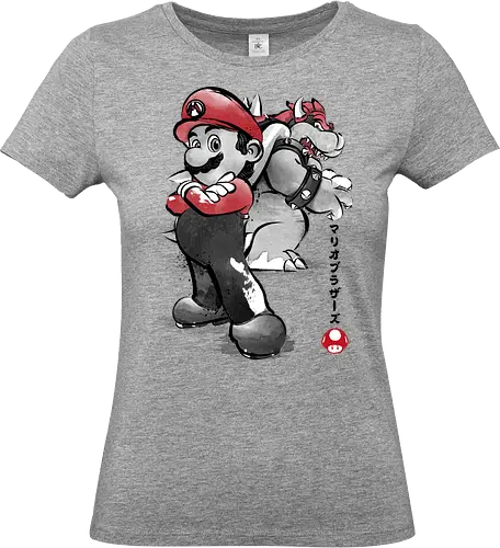 The Plumber vs King  - retro, cute, japanese art, mario bros, video games, gamer, gaming, pink, painting - Standard T-Shirt (Frauen)