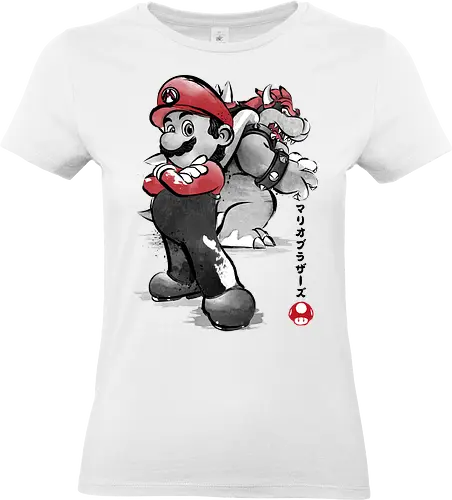 The Plumber vs King  - retro, cute, japanese art, mario bros, video games, gamer, gaming, pink, painting - Standard T-Shirt (Frauen)