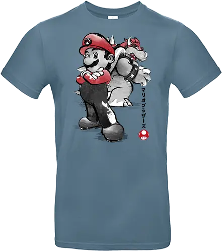 The Plumber vs King  - retro, cute, japanese art, mario bros, video games, gamer, gaming, pink, painting - Standard T-Shirt