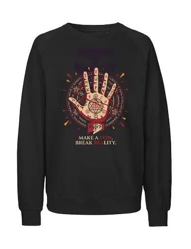 Make a Vow - make a vow shirt, break reality t-shirt, sorcery ritual graphic tee, anime summoning circle apparel, occult runes clothing, jujutsu inspired streetwear, alchemical seal design, mystical hand graphic top, dark fantasy anime merch, esoteric symbol t-shirt, cursed energy apparel, ancient sorcery fan art, burgundy and cream anime shirt, supernatural contract clothing, geek culture fashion, stylish otaku streetwear, anime protagonist gift, arcane magic graphic tee, ritualistic anime design - Fairtrade Sweatshirt