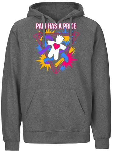 Pain Has A Price - pain has a price shirt, voodoo doll t-shirt, pastel goth graphic tee, occult aesthetic clothing, neon voodoo art top, alt fashion streetwear, voodoo doll with heart design, ritual hammer and nails graphic, creepy cute t-shirt, symbolic dark fantasy apparel, colorful goth clothing, edgy pop art tee, witchcraft aesthetic merch, vibrant occult streetwear, symbolic sacrifice shirt, modern grunge apparel, voodoo spirit fan art, bold typography gothic tee, alternative subculture fashion - Fairtrade Hoodie