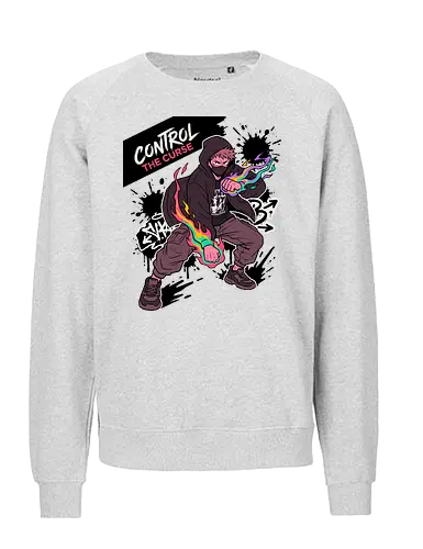 Control The Curse - cursed power merch, anime cargo pants style, street style warrior top, vibrant anime graphic, demon hunter apparel, trendy anime fan gift, control the curse shirt, urban anime streetwear, techwear warrior t-shirt, cursed energy graphic tee, anime hoodie mask design, supernatural fighter apparel, graffiti style anime top, neon flame warrior shirt, modern shonen streetwear, japanese aesthetic clothing, sorcerer battle t-shirt, edgy otaku fashion, ink splatter anime art - Fairtrade Sweatshirt