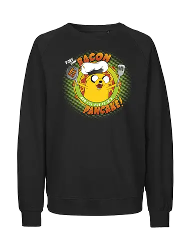 Cartoon - Jake Bacon Pancakes Koch - Cartoon, jake bacon pancakes, cartoon network, jake der hund, bacon pancakes lied, kult animation, finn jake - Fairtrade Sweatshirt