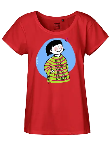 Auf der Suche nach dem warum... - Ringelpulliweisheit, Ringelpulli, Spruch, Weisheit, Lebensweisheit, handgezeichnet, Augeanhirn - Fairtrade Girl Shirt